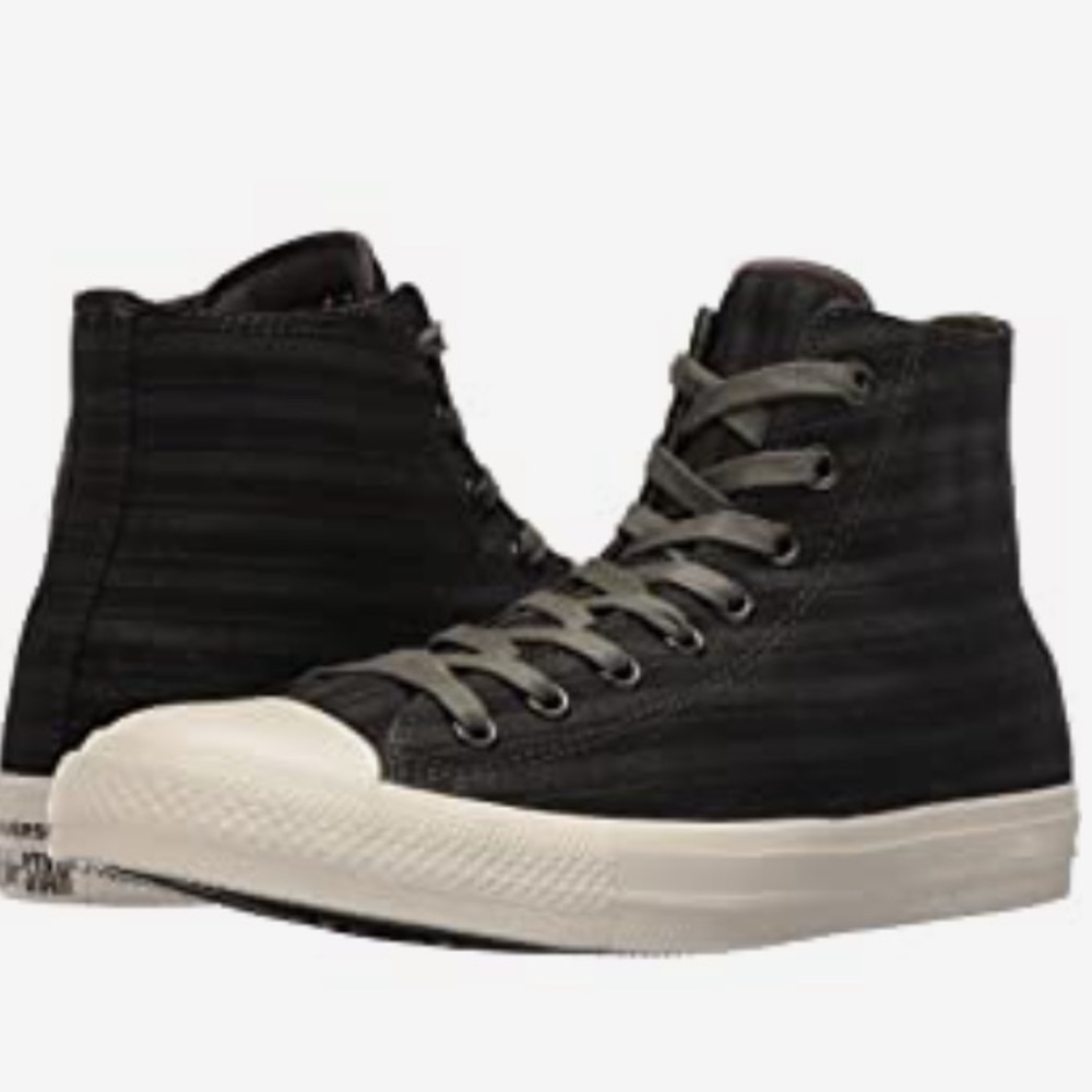 Converse X -Chuck Taylor II-John Varvatos black and gray striped high tops.  New